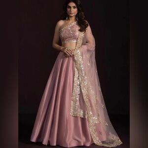 Rose Embroidered One Shoulder Style Lehenga